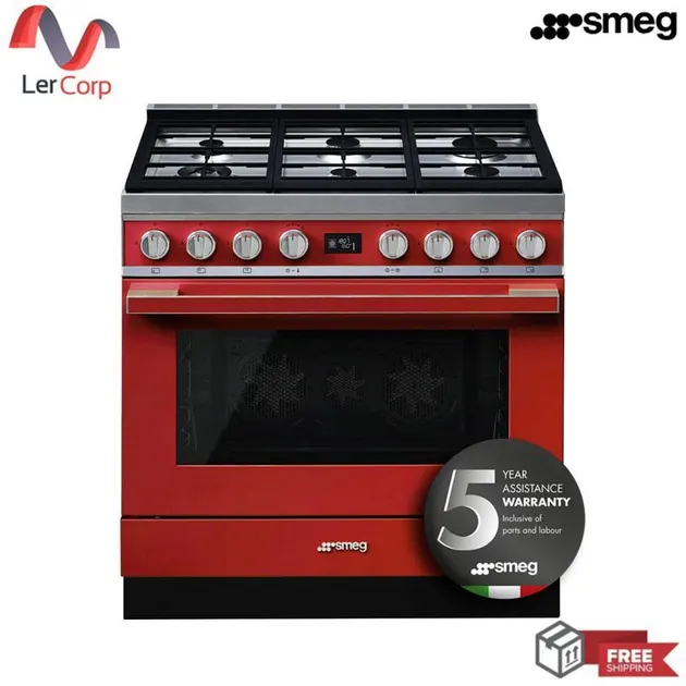 (Smeg) Cooker with Gas Hob 90x60 cm Model CPF9GPR