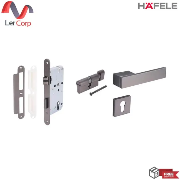 (Hafele) Lever Handle Bathroom Door Gray Metallic (489.11.055)