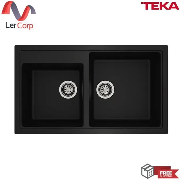 (Teka) 2-Bowl Synthetic Granite Countertop Kitchen Sink LOTUS 90 B-TG 2B MAX