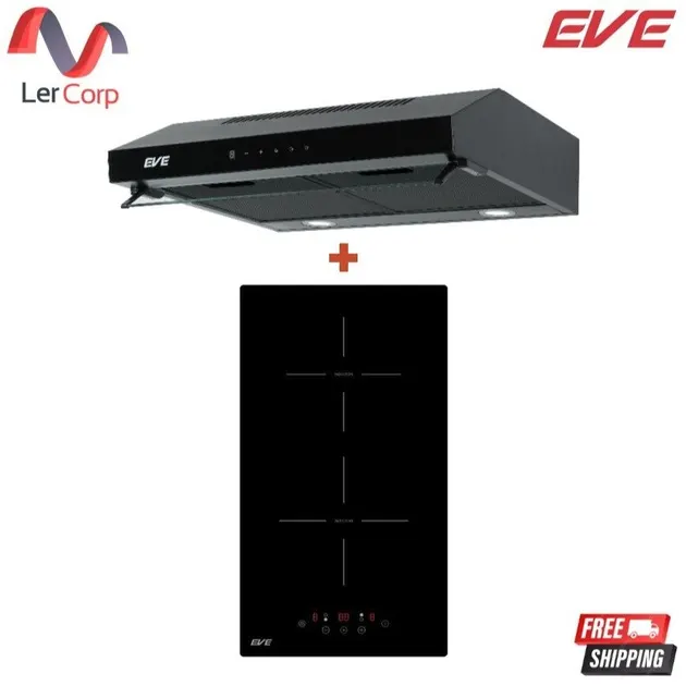 (Eve) Standard Range Hood HF-BK102TOUCH-60 + 2-Burner Built-in Induction Cooktop HB30-2IND294/TC