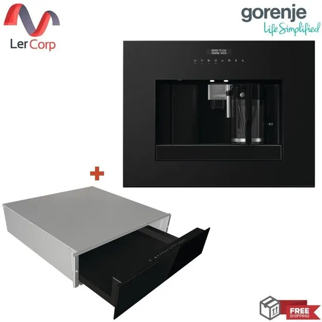 (Gorenje) Coffee Maker CM4G8BG + Food Warming Drawer WD1410BG Black Glass