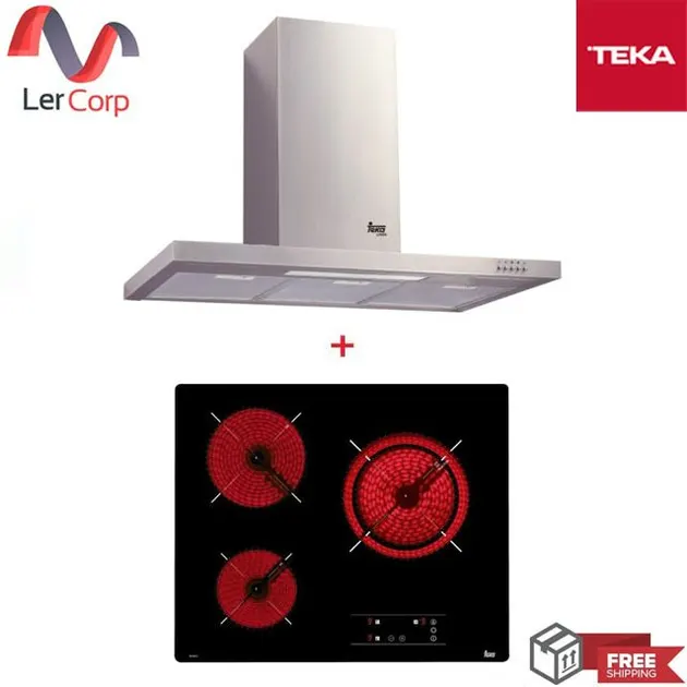 (TEKA) Wall-mounted Range Hood Model LDH 90 + Ceramic Hob Model TB 6304 60 cm