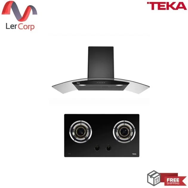 (TEKA) Pyramid Cooker Hood Model LDD 90.2 BK + Gas Cooktop Model GL 73 2G AI AL 2TR