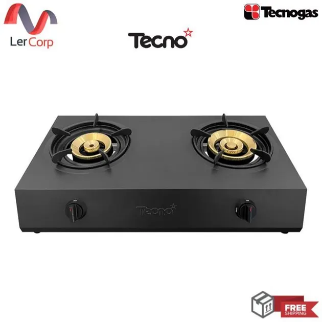 (Tecnogas) Tecnostar Gas Stove 2 Burners Countertop Model TNS Super Black 2 G