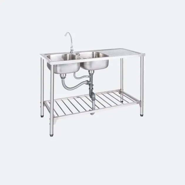 ALTON 1200/500 Stainless Steel Kitchen Sink with Stand, 2 Bowls, 1 Drainboard, Free Othello Faucet