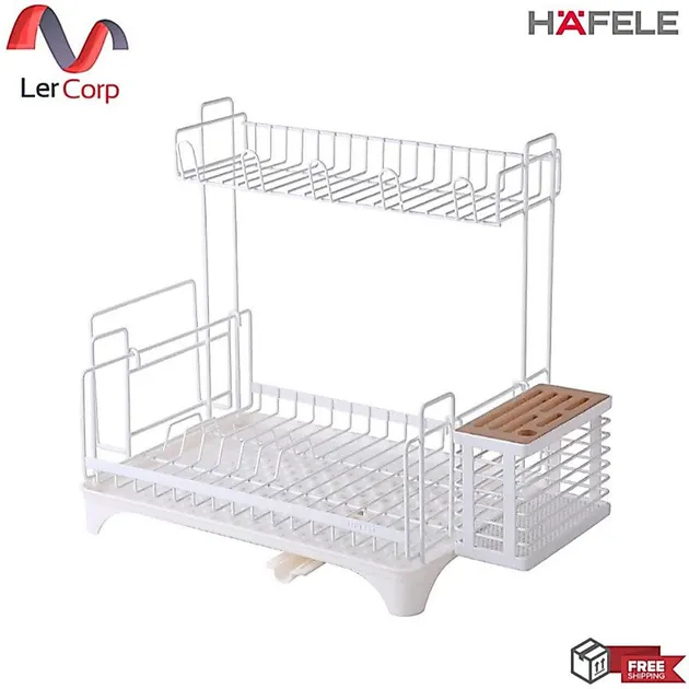 (Häfele) 不锈钢304半层沥水架，带刀具和砧板置物架，可拆卸，白色（495.34.042）
