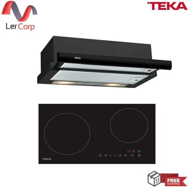 (TEKA) Horizontal Ceramic Glass Built-in Hob TBC 52000 TTC BK + Standard Slim Line Range Hood TL 6310 BK
