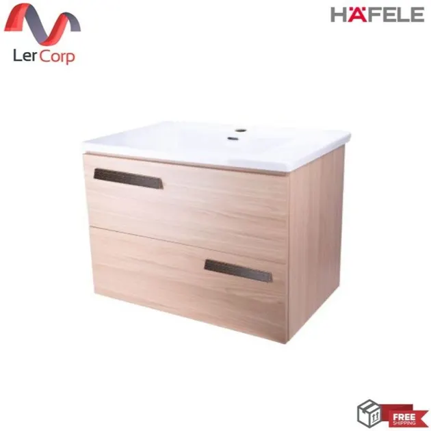(Hafele) Washbasin with Furniture Cabinet, Antique Brass Plated Handle (495.16.117)