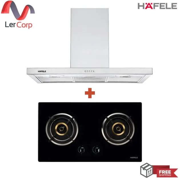 (HAFELE) Gas Cooktop Series 3 CLAIRE + Wall-Mounted Range Hood Standard Series AQUILO (495.07.125) Free 1.5 Meter Air Duct