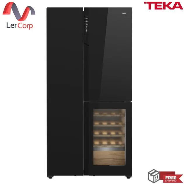 (Teka) Side by Side Refrigerator 2 Doors No Frost with Wine Cooler 178 cm Height Model RLF 85950 GBK