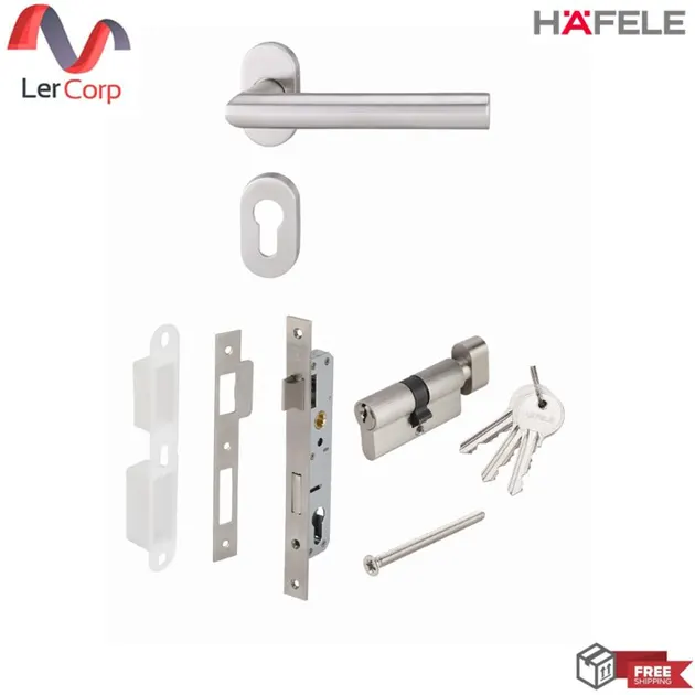 (Hafele) Lever Handle Set with Narrow Frame Cylinder Lock 20 mm (499.10.136)