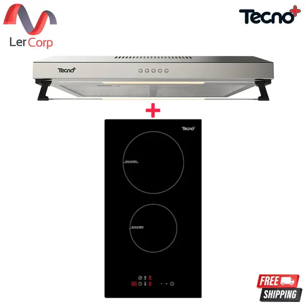 (Tecno) Range Hood TNP HDS 6048 MN.02 + 2-Burner Built-in Ceramic Electric Cooktop Model TNP ID 2029 DG