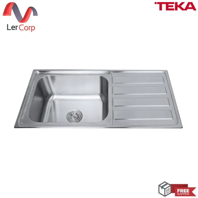 (Teka) Single Bowl 1 Drainboard Sink Model TX 1B 1D SS with Free Cold Water Tap