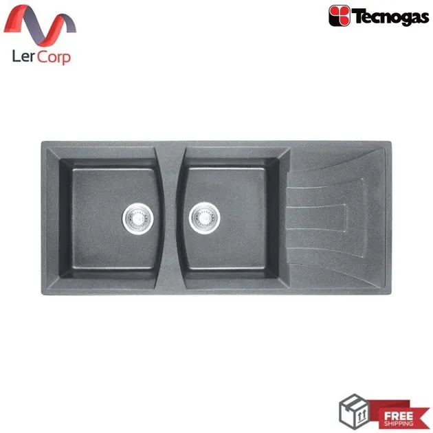 (Tecno) Granite Sink 2 Bowls Model TNP GIN 2B1D Gray