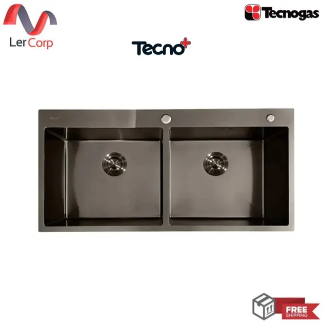 (Tecno) Double Bowl Undermount Sink Black TNP 1005022
