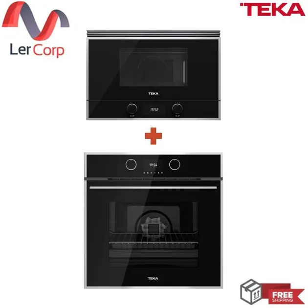 (TEKA) Multifunction Turbo Oven 60 cm HLB 860 + Microwave+Grill 22 Litre ML 822 BIS L/R (BLACK)