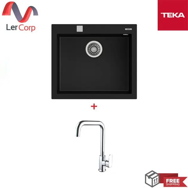 (TEKA) Synthetic Granite Single Basin Kitchen Sink ForSquare 50.40 TG AUTO + Cold Water Tap SKT Model
