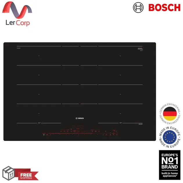 (BOSCH) Flex Induction Cooktop 4 Zones 80 cm Black, Flush Mount Model PXY801DW4E