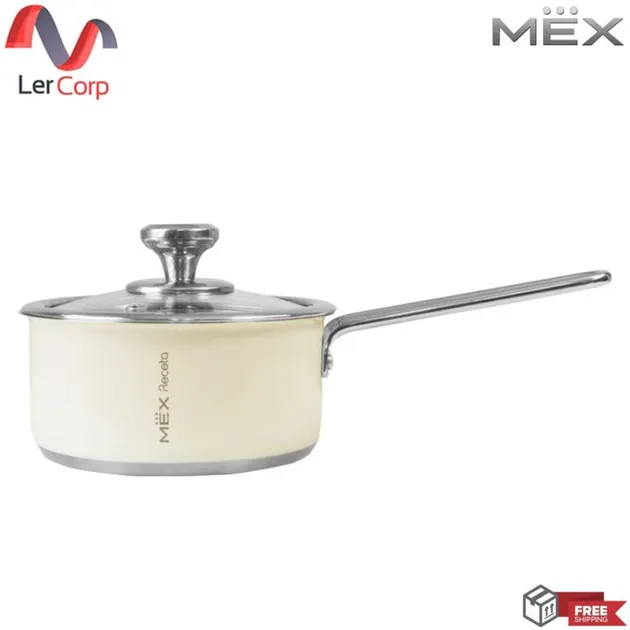 (Mex) RECETA Stainless Steel Cookware Set with Glass Lid Cream Color Model CSS167CR