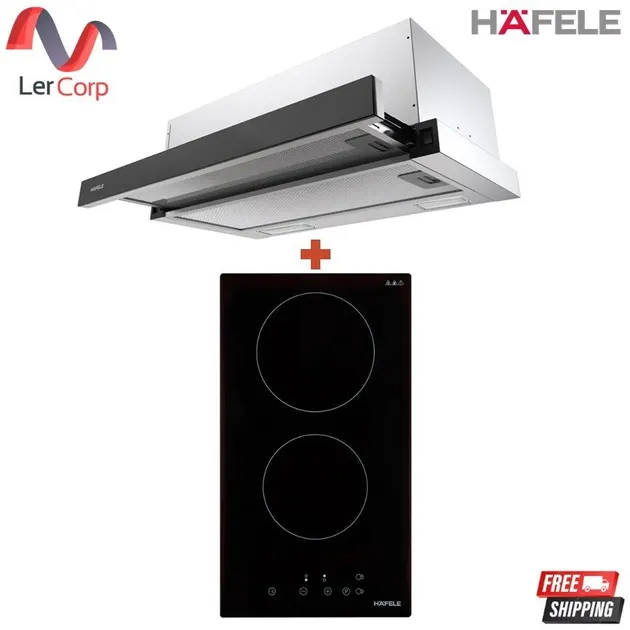 (Hafele) Slim Line Series 5 GALE Range Hood 495.38.324 + 2-Burner Induction Cooktop 495.06.150 (495.07.742)