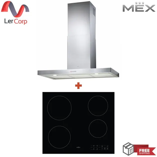 (Mex) Box-Style Range Hood MEX Model K633X90 + Ceramic Base Electric Cooktop MEX Model HVC264
