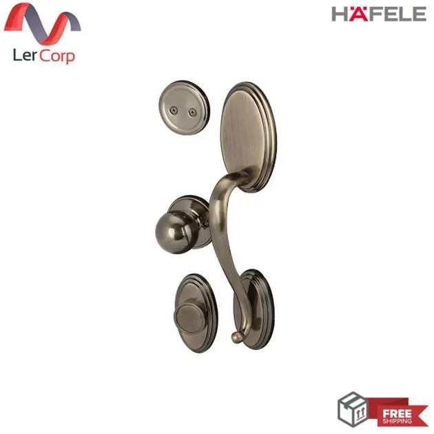 (Hafele) Zinc Alloy Door Handle with Lock System Standard Range Type B (Dummy Handle) Antique Brass (489.94.427)