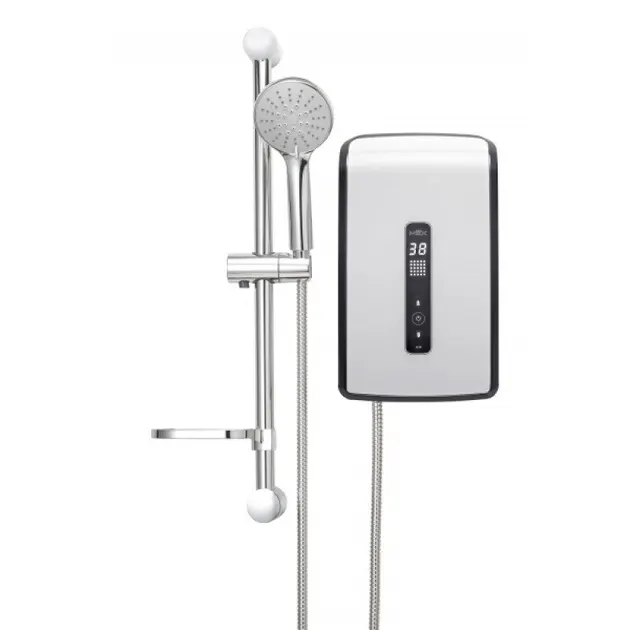 (MEX) MEX CRYSTAL 3I (WH) Instant Water Heater White 3700W with Free Chrome Shower Head 5-Level Adjustable Stainless Steel Hose