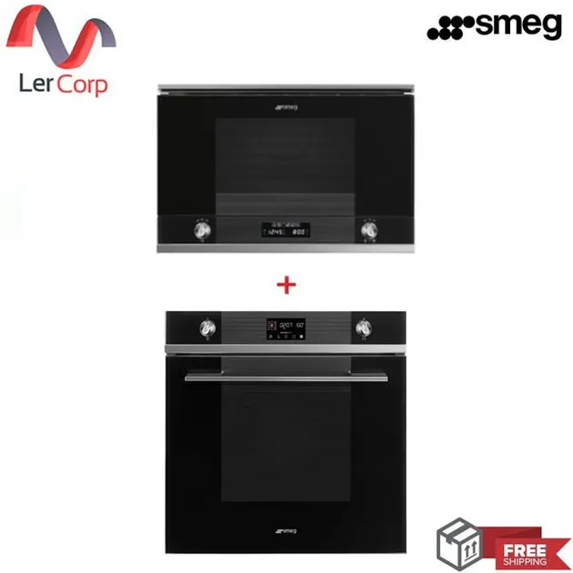 (Smeg) Oven Model SO6102TN + Microwave Oven MP122N1 Black