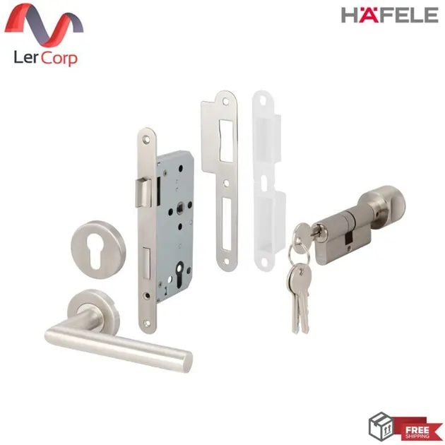 (Hafele) Stainless Steel Lever Handle Door Lock Set Standard Type A Entrance Door (499.10.100)