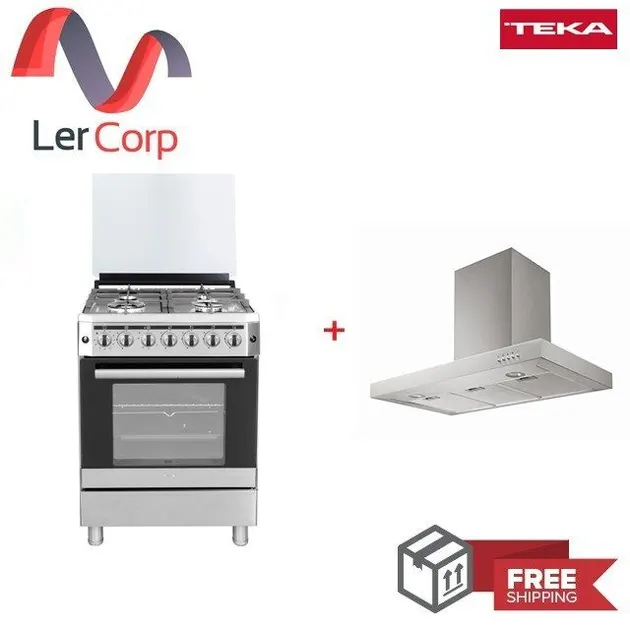 (Teka) Freestanding Gas Cooktop and Gas Oven 60 cm FS 66F 4G + Range Hood LDH 90