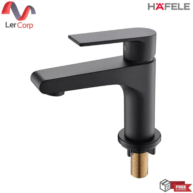 (Hafele) ก๊อกเดี่ยวอ่างล้างหน้า สีดำ (485.61.050)