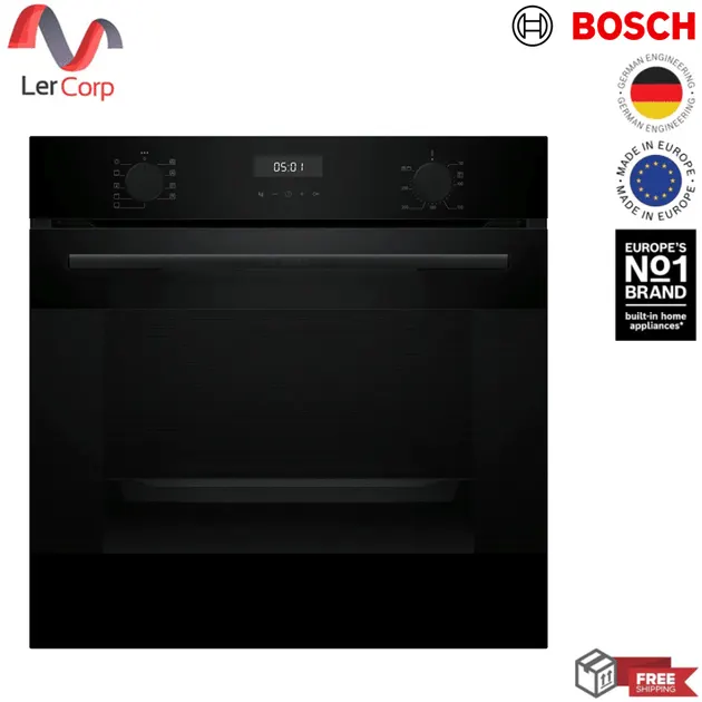 (Bosch) ซีรี่ 4 เตาอบแบบติดตั้งฝัง 60 x 60 cm Black HJA715BA0K