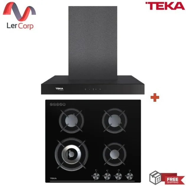 (Teka) Range Hood Model LDH TC 60 BK + 4-Burner Built-in Gas Hob GKN LUX 60 4G