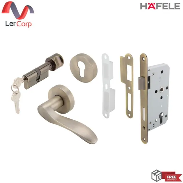 (Hafele) Zinc Alloy Lever Handle Set for Sink, Antique Brass (499.62.401)