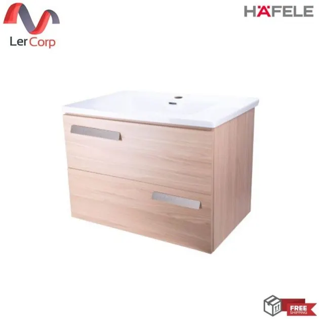 (Hafele) Bathroom Sink with Furniture Cabinet, Matt Champagne Handle (495.16.114)