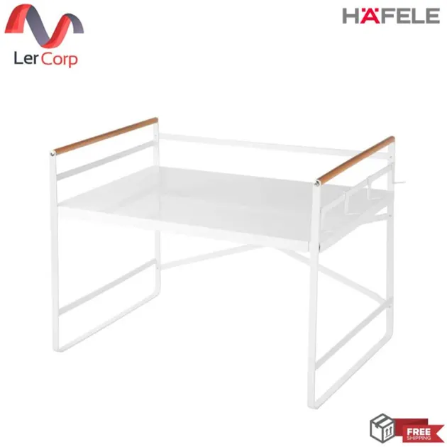 (Häfele) 微波炉架 MICROWAVE SHELF 带挂钩 不锈钢304 白色（495.34.044）
