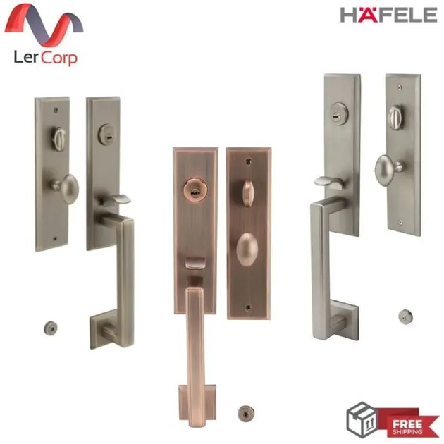(Hafele) Zinc Alloy Door Handle with Mortise Lockset, Premium Range, Satin Nickel (499.94.180)