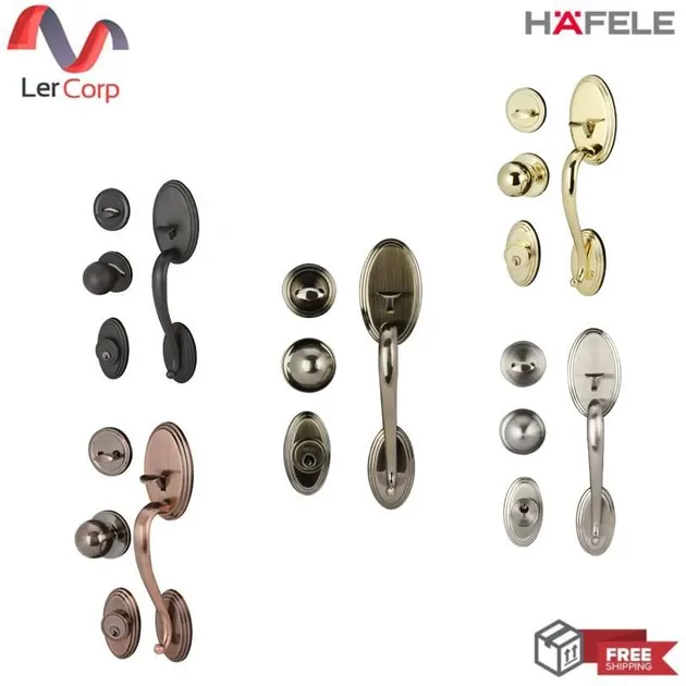 (Hafele) Zinc Alloy Door Handle with Lock System Standard Range Type B Brushed Nickel (489.94.607)