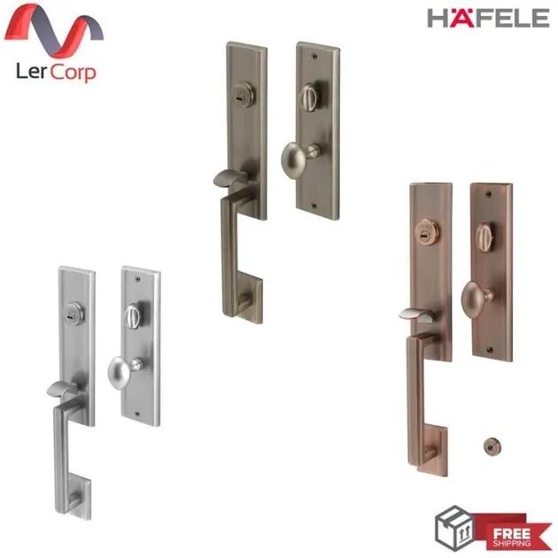 (Hafele) Zinc Alloy Door Handle with Mortise Lockset, Premium Range (TYPE A) Antique Brass (499.94.142)