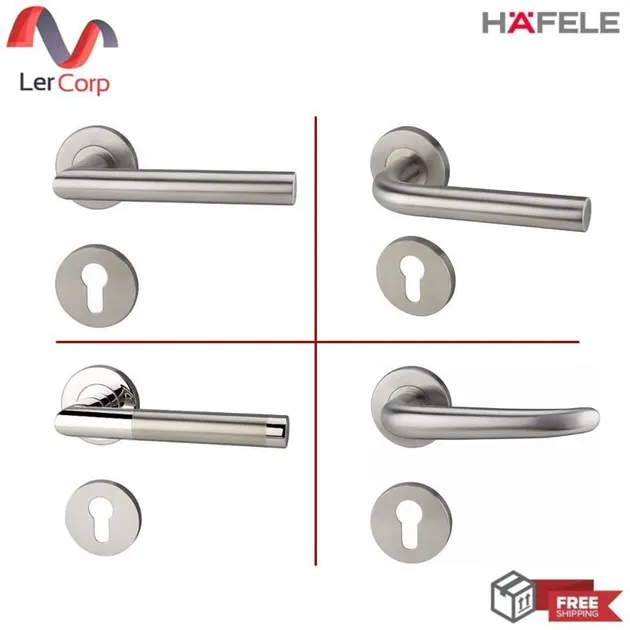 (Hafele) Stainless Steel Lever Handle Door Set Premium Model C, Bathroom Door (499.10.128)