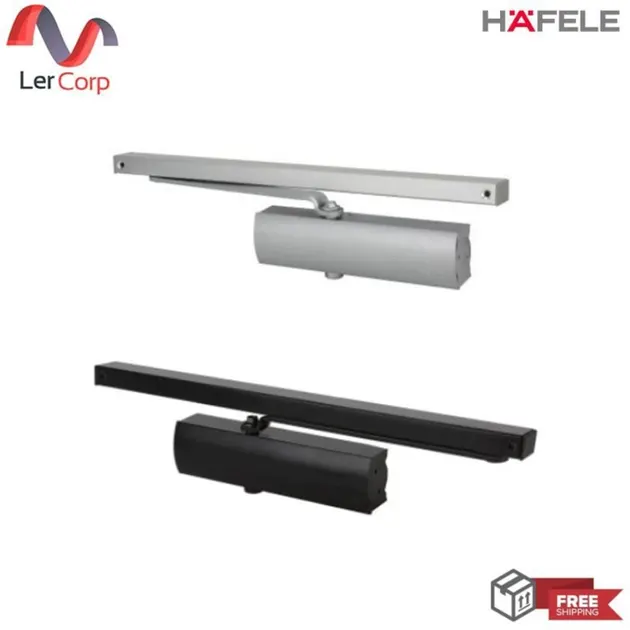 (Hafele) Door Closer with Slide Arm EN3 with Hold Open Function Silver 489.30.017