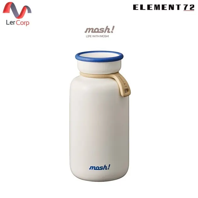 (Element72) MOSH! Stainless Steel Vacuum Insulated Bottle, Hot & Cold Storage, LATTE STAINLESS BOTTLE 450 ML, WHITE