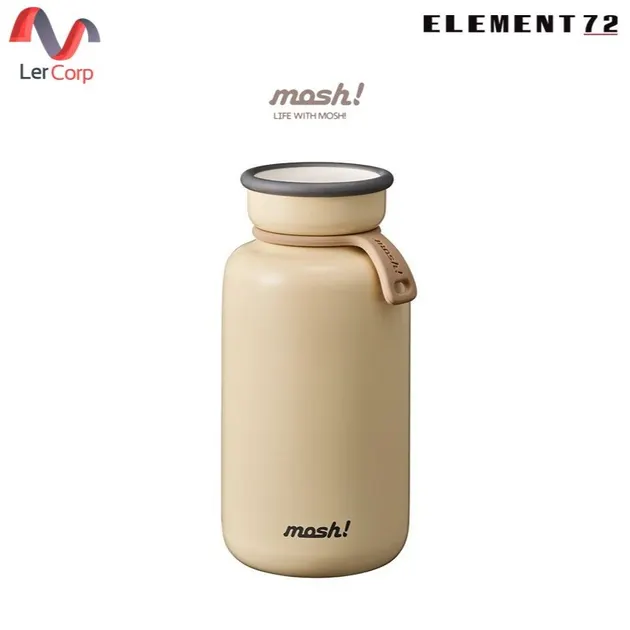 (Element72) MOSH! Stainless Steel Vacuum Insulated Water Bottle, Heat & Cold Retention, LATTE STAINLESS BOTTLE 450 ML, IVORY Color