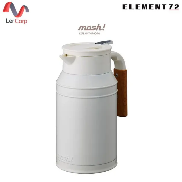 (Element72) MOSH! Stainless Steel Vacuum Insulated Water Pitcher, Tabletop, Hot & Cold Retention, Model WATER TANK STAINLESS TABLE POT 1.5 L, Ivory Color