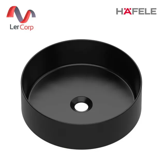 (Hafele) อ่างล้างหน้าวางบนเคาน์เตอร์ ทรงกลม สีดำด้าน (588.82.257)