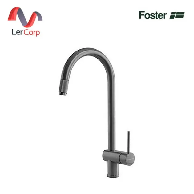 (Foster) ก๊อกน้ำสำหรับซิงค์ ก้านโยกเดี่ยว หัวฉีดดึงออกได้ สี Gun Metal (8491106)