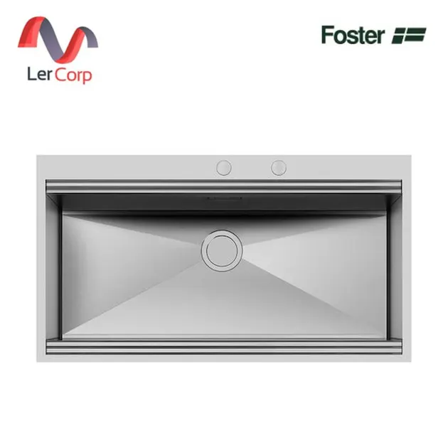 (Foster) อ่างล้างจานสแตนเลส 1 หลุม ลึก 56 ซม. พร้อมช่องเจาะก๊อกคู่และระบบระบายน้ำอัตโนมัติ (1018 050)