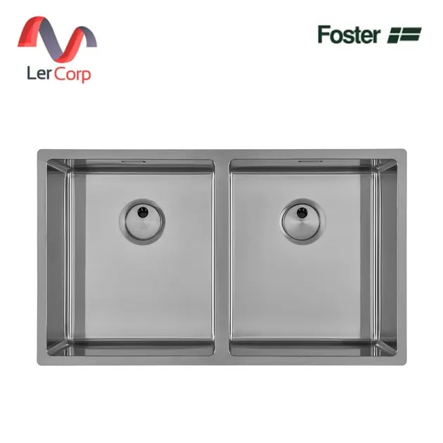 (Foster) อ่างล้างจานสแตนเลส 2 หลุม ติดตั้งแบบฝังใต้เคาน์เตอร์ ผิว Foster brushed (4455 840)