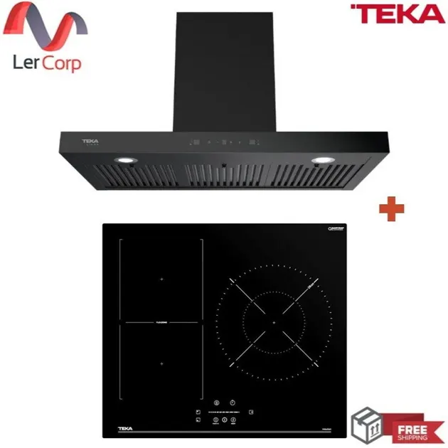 (TEKA) Range Hood Model LDH 90 TC BLACK + INDUCTION Cooktop Model IBF63210 SSS BK (VI3)
