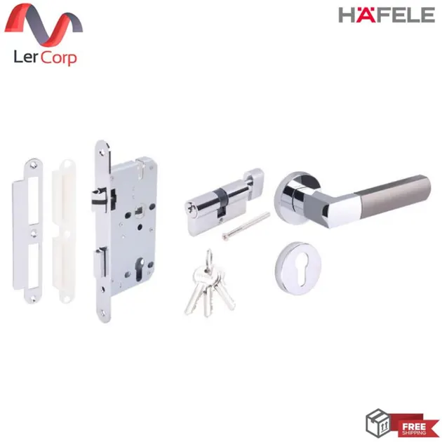 (Hafele) Lever Handle for General Rooms, Chrome Grey (489.11.048)
